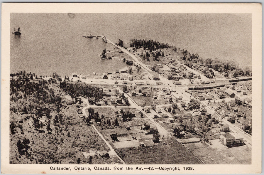 Callander Ontario Aerial View ON 1938 PECO Postcard 