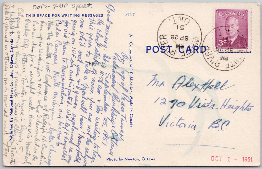 Ottawa Ontario Canadian National Memorial Chateau Laurier ON Linen Postcard SP22