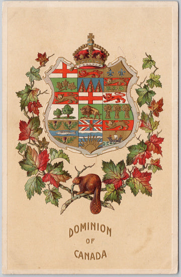 Dominion of Canada Patriotic Maple Leaf Beaver Embossed Nerlich Postcard SP22