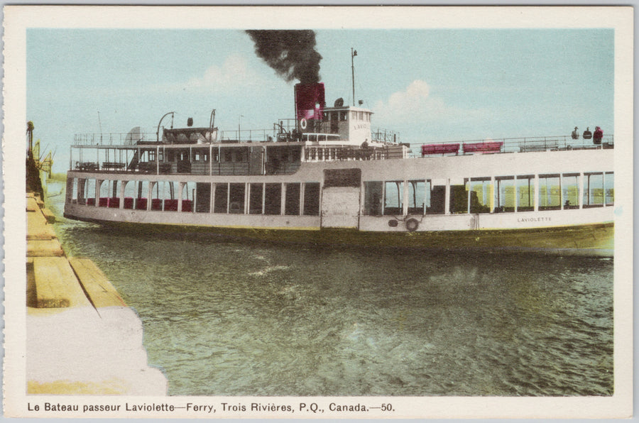 Laviolette Ferry Trois Rivières Quebec Riverboat Canada Postcard 