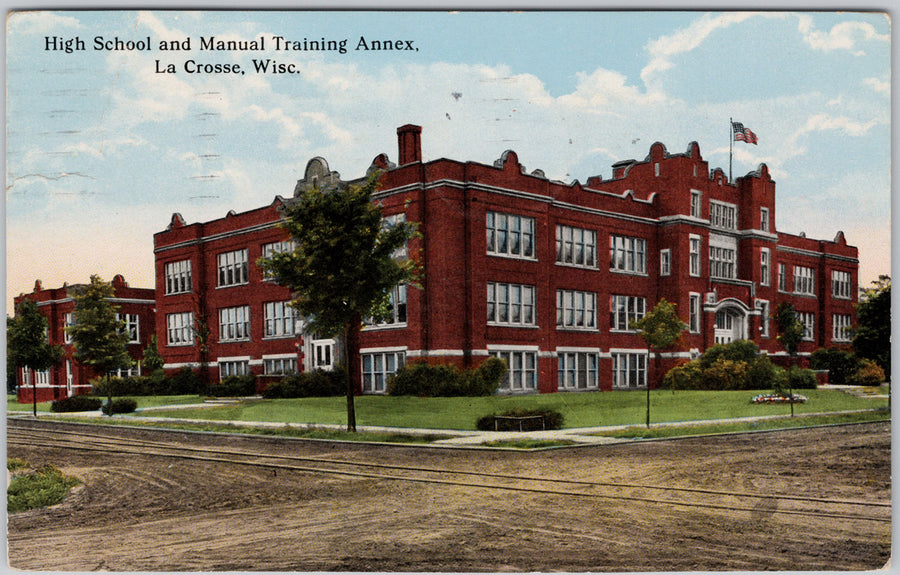 La Crosse Wisconsin High School and Manual Training Annex WI USA Postcard 