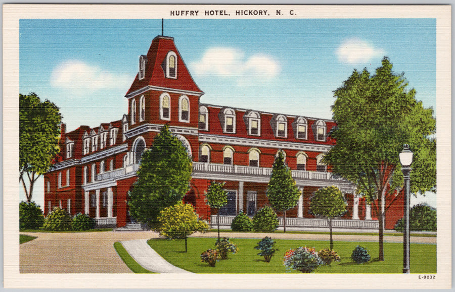 Huffry Hotel Hickory NC Unused Linen Postcard