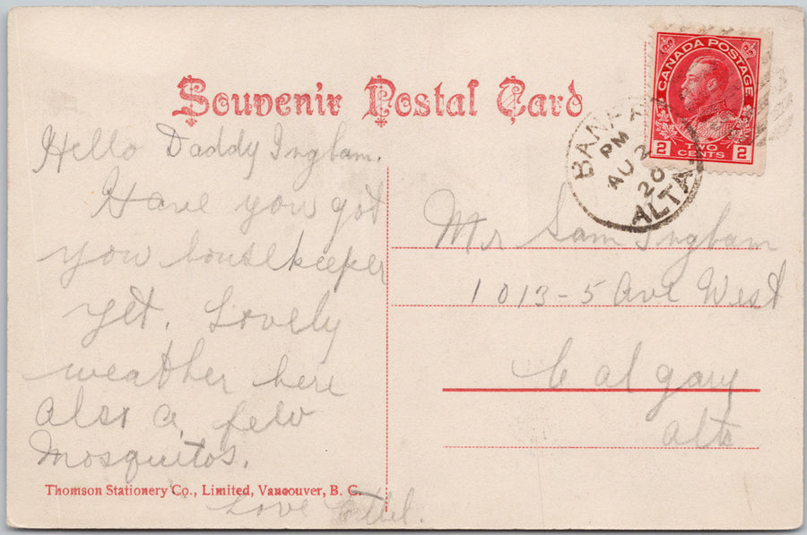 Banff from Sanitarium Banff Alberta 1920 to Calgary Thomson Stationery Co Postcard