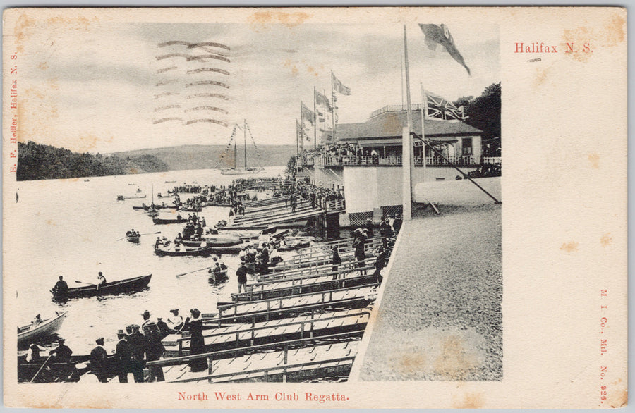 Halifax NS North West Arm Club Regatta Nova Scotia Boats 1907 Postcard 