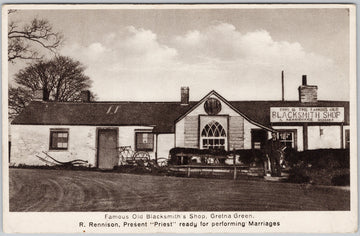 Vintage Famous Old Blacksmith's Shop Gretna Green Marriage Scotland Postcard