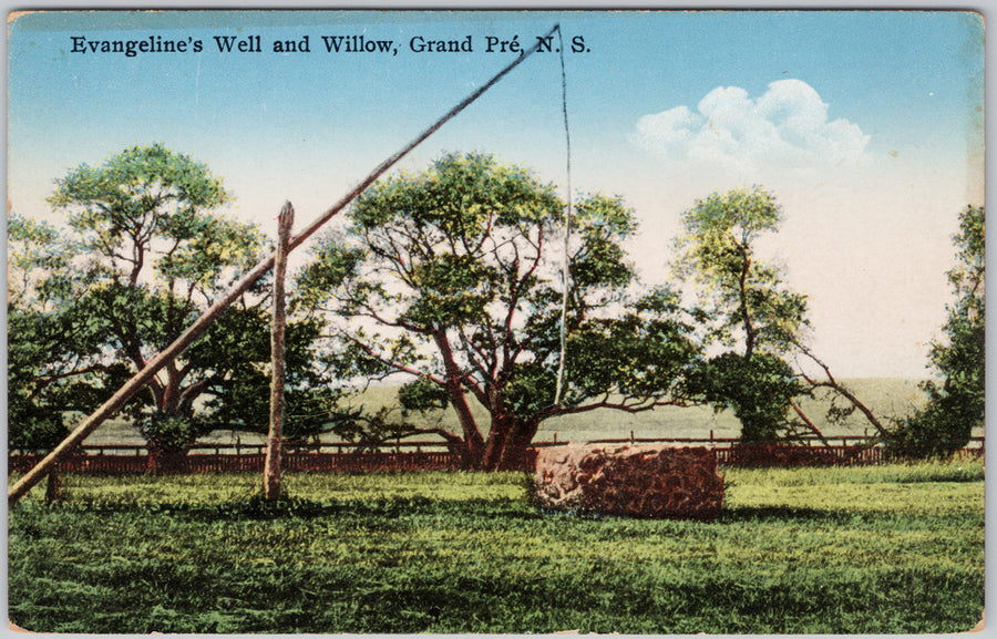 Evangeline's Well and Willow Grand Pré Nova Scotia Vintage Postcard