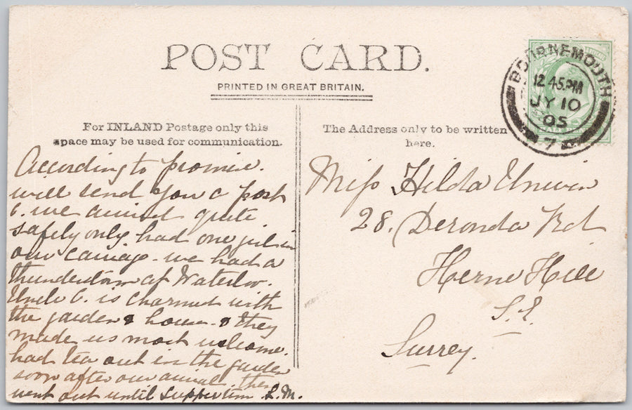 Bournemouth The Square The Empress Hotel The Central Hotel Early Tram Horses Carriages Tramway Valentines Postcard SP22