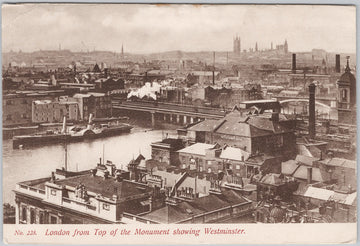 London View From The Monument Showing Westminster Early G. Smith Postcard 