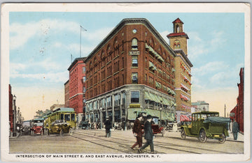 Rochester NY Main Street And East Avenue 1915 Postcard 
