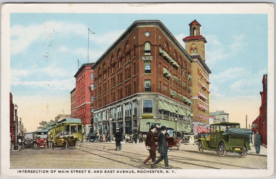 Rochester NY Main Street And East Avenue 1915 Postcard 
