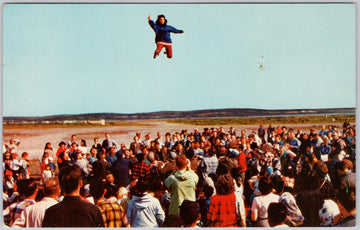 1955 Wien Alaska Polar Tour Crowd Kotzebue Cancel Postcard 