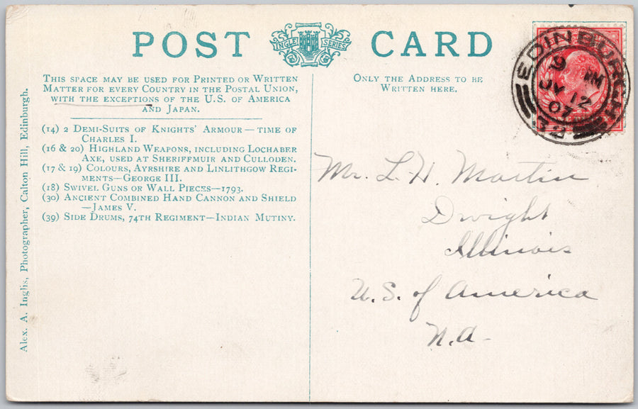 Vintage Edinburgh Castle Scottish Arms & Colours Banqueting Hall Postcard SP22