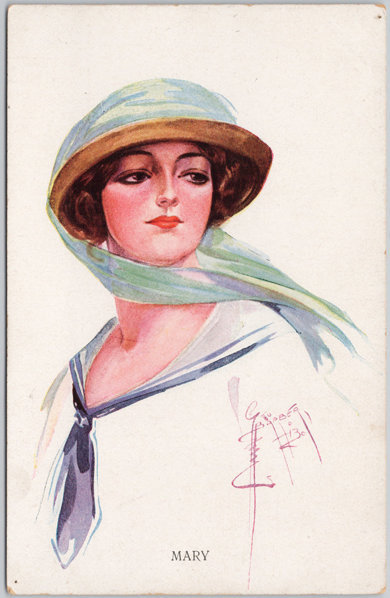 Mary Portrait Glamour Elegant Woman Court Barber Artist Postcard 
