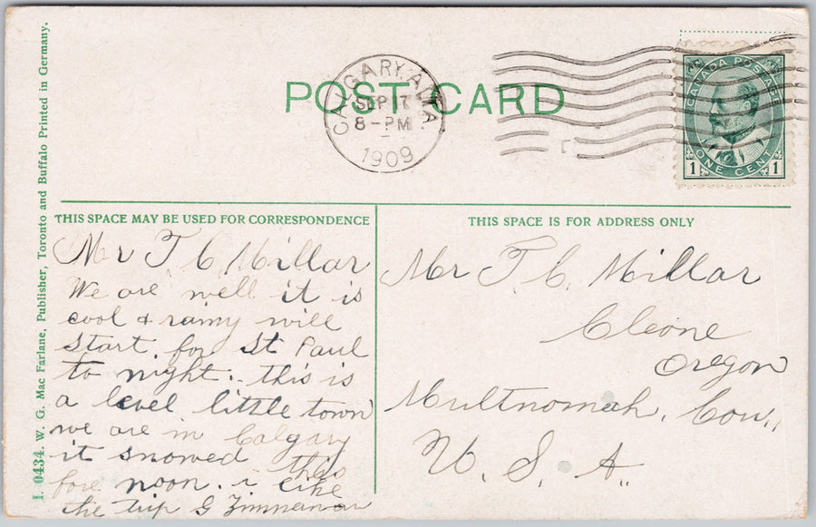 Banff Alberta Calgary's Summer Resort Bow River 1909 MacFarlane Postcard SP22