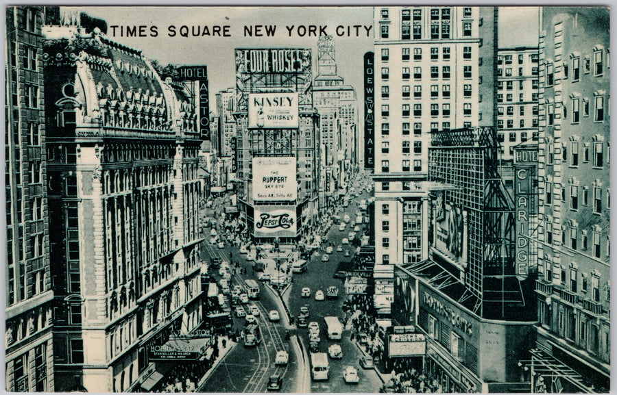Times Square New York City NY Astor Hotel Kinsey Whiskey Pepsi-Cola Signs Postcard SP22