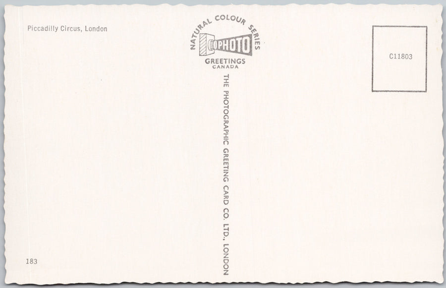 Piccadilly Circus London England Autos Red Bus Coca-Cola Sign Birdseye Postcard SP22