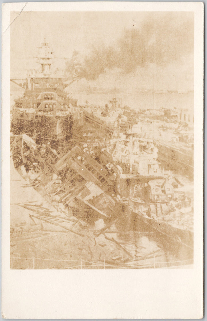 Pearl Harbor Attack Destruction Ships HI Hawaii Postcard 