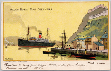 Allan Royal Mail Steamers Ship Quebec  Postcard 