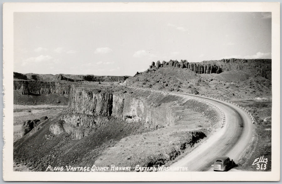 Along Vantage Quincy Highway Eastern Washington WA Ellis #313 RPPC Postcard 