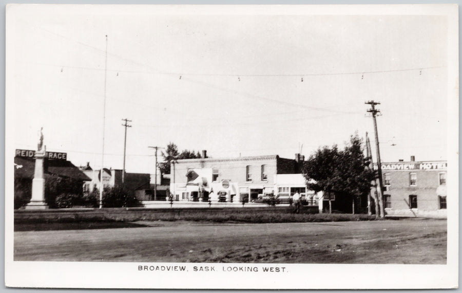 Broadview Sask looking West RPPC Postcard 