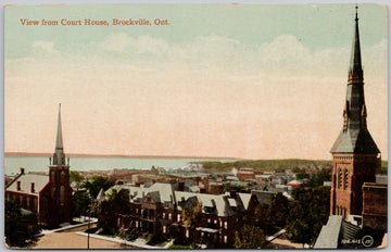 Brockville Ontario Birdseye from Court House Postcard 