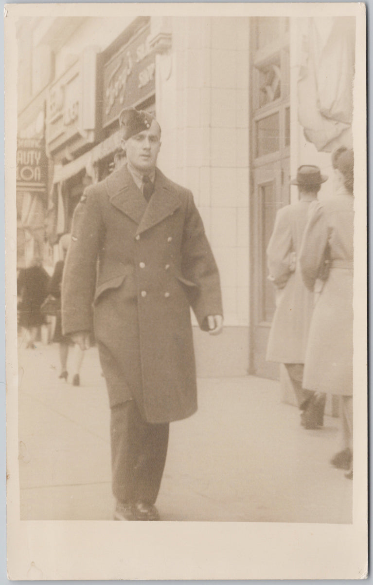 Canadian Soldier Calgary Alberta 8th Ave Kandid Studio RPPC Postcard