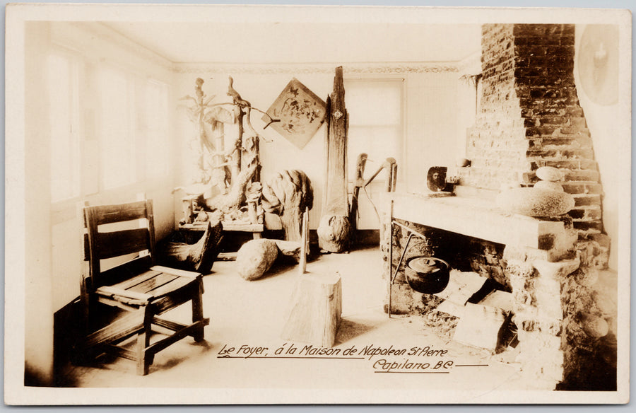 Capilano BC Le Foyer a la Maison de Napoleon St. Pierre North Vancouver British Columbia Canada 1920s RPPC Postcard 
