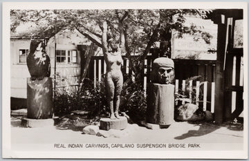Capilano Suspension Bridge Park Real Indian Carvings BC Canada Gowen Sutton RPPC Postcard 