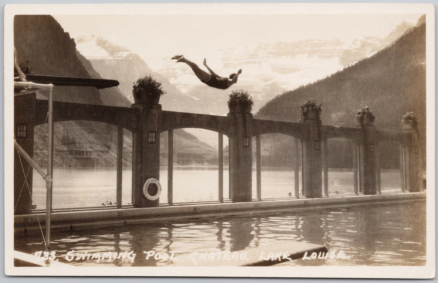 Byron Harmon # 733 Swimming Pool Chateau Lake Louise Alberta Postcard 