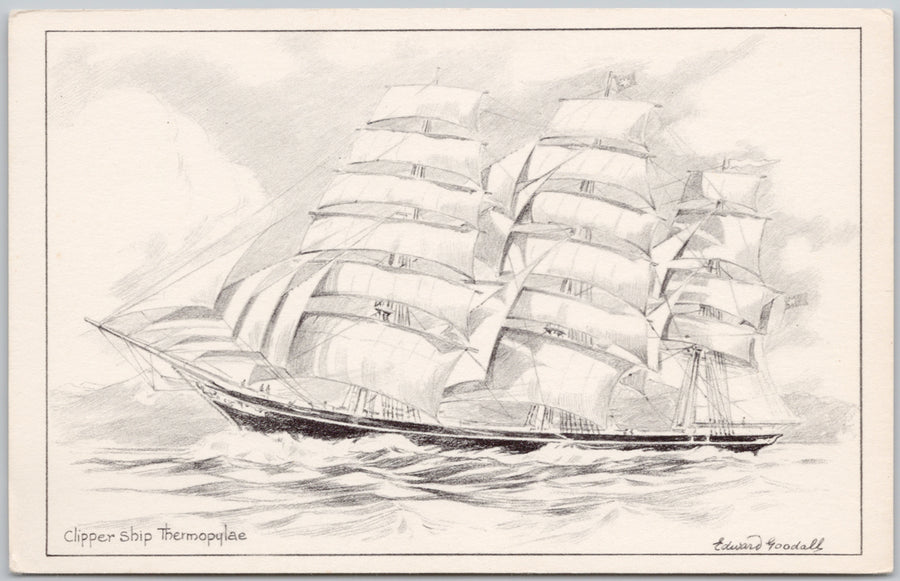 Clipper Ship 'Thermopylae' Sailing Boat Edward Goodall Artist Postcard