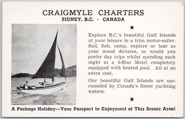 Craigmyle Charters Sidney BC Travel Tourism Gulf Islands British Columbia Advertising Postcard 