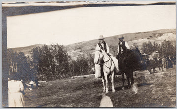Drumheller Alberta area Two Men on Horseback Horses AB Canada Postcard 