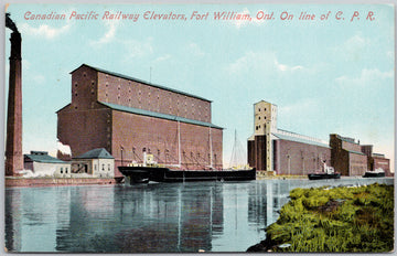 Elevators Fort William Ontario  ON Ship Canadian Pacific Elevators Postcard 