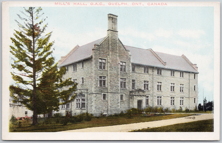 Guelph Ontario Mill's Hall OAC Ontario Agricultural College Postcard 