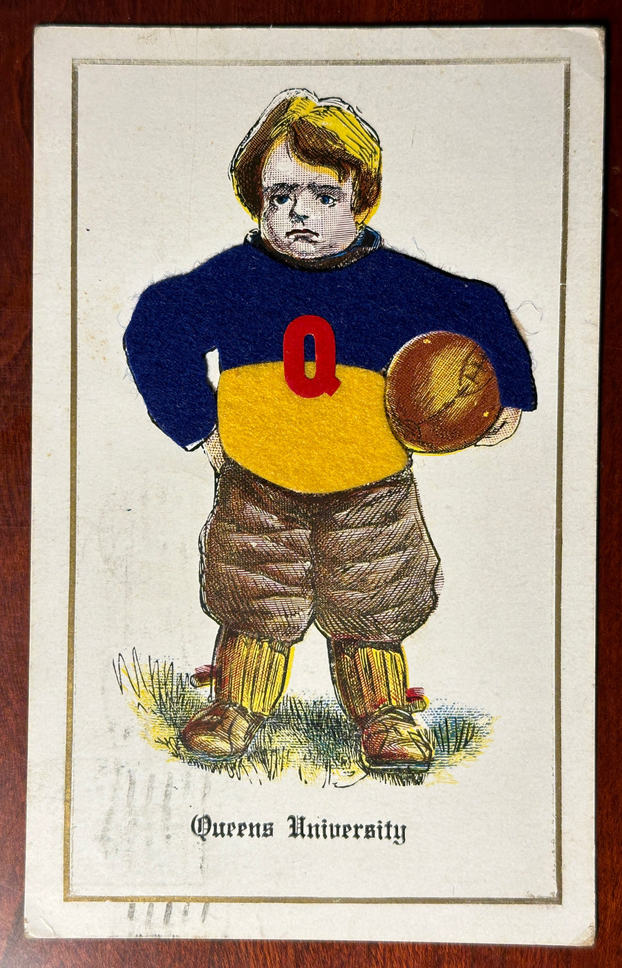 Queens University Kingston ON Football or Rugby Player Postcard 