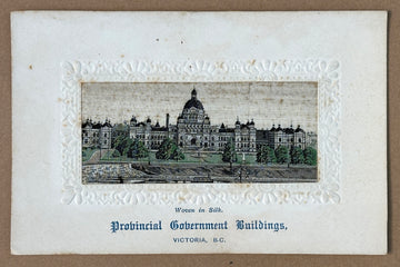Woven Silk Victoria BC Provincial Government Buildings Govt Parliament Canada Postcard 