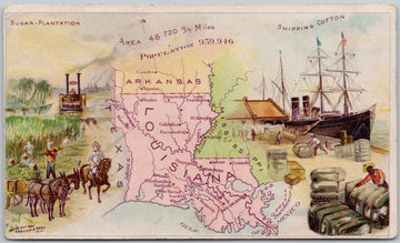 Louisiana AK Map Arbuckle Bros Coffee Advertising Postcard 