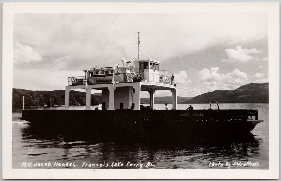 MV 'Jacob Henkel' Ferry Francois Lake BC RPPC Postcard 