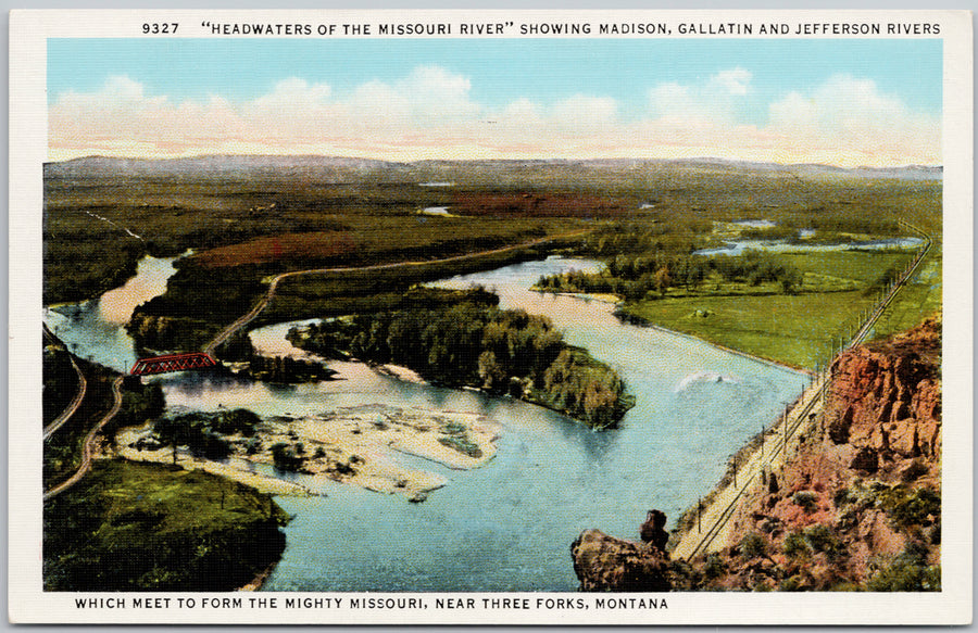 Madison Gallatin and Jefferson Rivers Montana Postcard