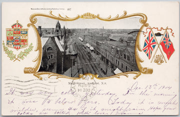 Main Street Amherst Nova Scotia NS Patriotic 1904 Canadian Souvenir Postcard 