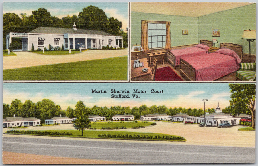 Martin Sherwin Motor Court Stafford VA Postcard 