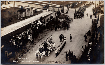 May Day 1909 New Westminster BC Parade Marching Band Scarce RPPC Postcard 