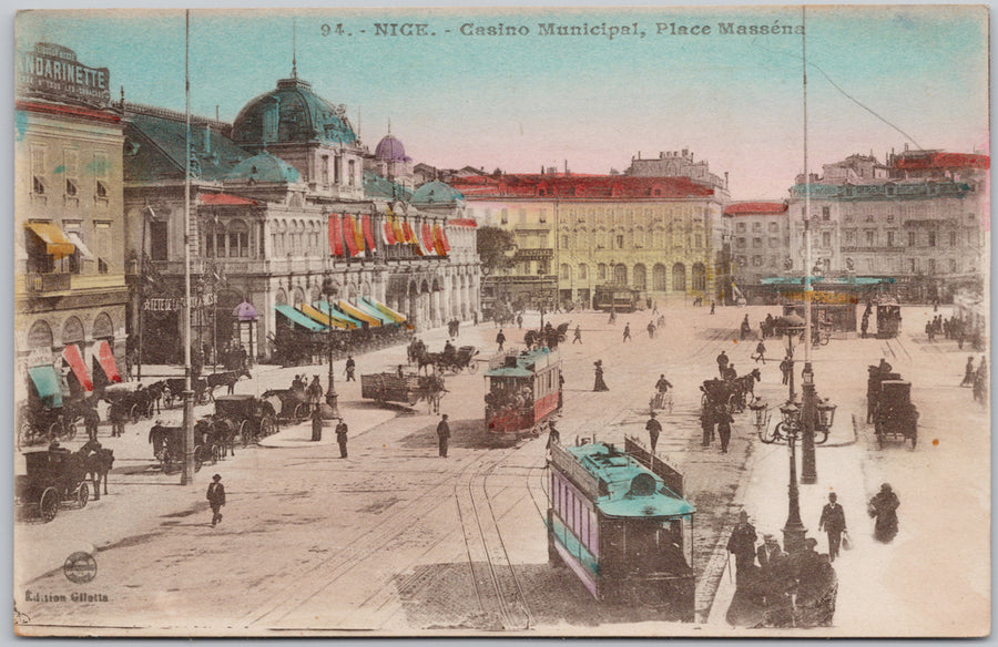 Nice France Casino Municipal Place Massena Unused Giletta Postcard