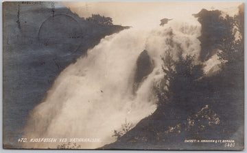 Norway Waterfall Kjosfossen Ved Vatnahalsen Norge Knudsen RPPC Postcard 