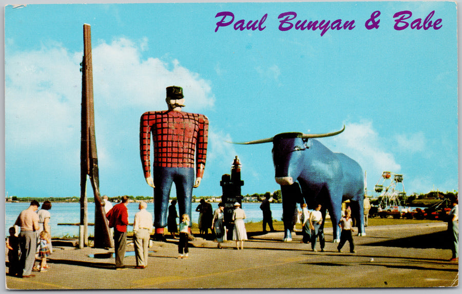 Paul Bunyan and Babe Ox Bemidji Minnesota MN 1960s Postcard 