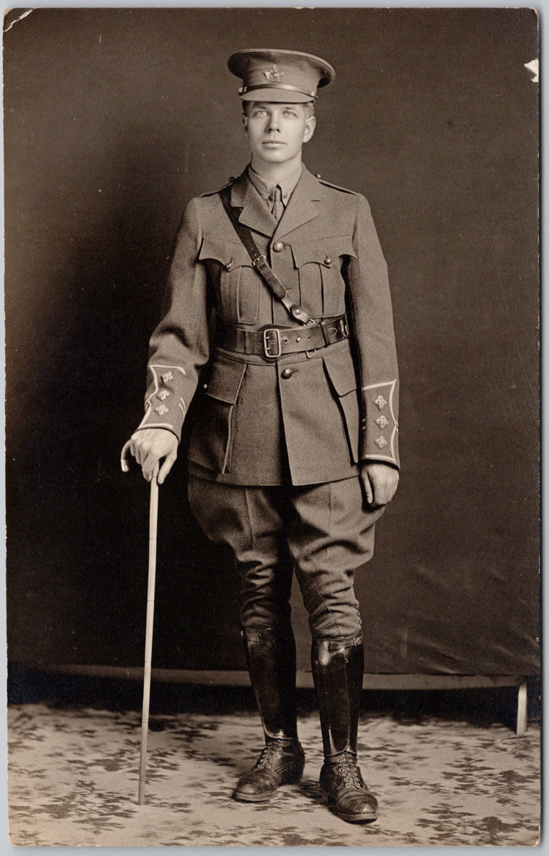 Portrait of Canadian Soldier WW1 era Unidentified Canada Military Unused RPPC Postcard