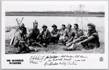 Pouce Coupe BC Mackenzie Voyageurs to Montreal Expo by Canoe Dog Adolf Ikert 1967 RPPC Postcard