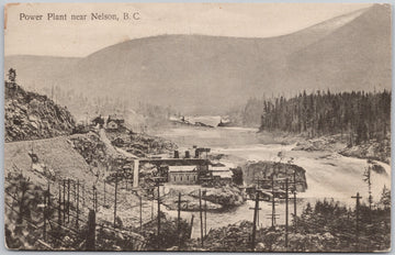 Power Plant near Nelson BC Lower Bonnington Falls Postcard 