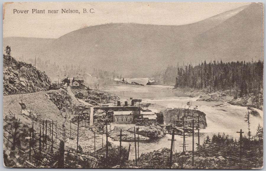 Power Plant near Nelson BC Lower Bonnington Falls Postcard 