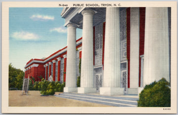 Public School Tryon North Carolina Linen Postcard 